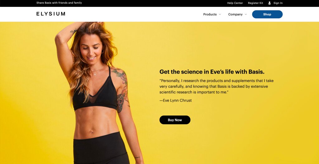 UGC landing page example from Elysium Health.